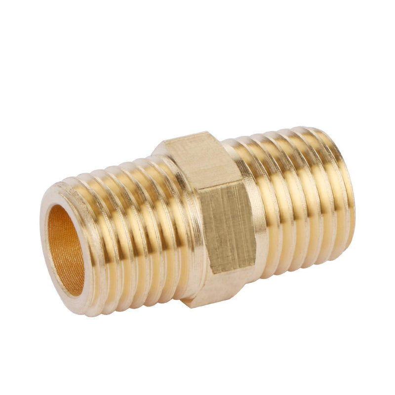 [Australia - AusPower] - U.S. Solid Brass Pipe Fitting, Hex Nipple, 1/4" x 1/4" NPT Male Pipe Adapter 1/4"-1/4" NPT Male, 1 pcs 