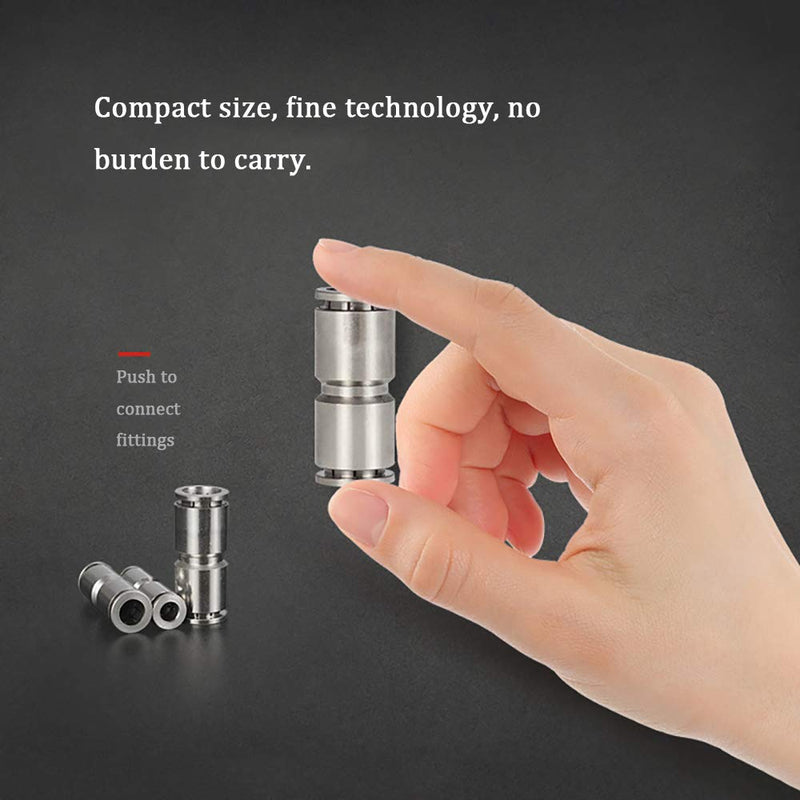 [Australia - AusPower] - Brass Push to Connect Air Fittings, Metric 4mm OD Straight Union Quick Connect Push Lock Fitting Air Hose Pneumatic Fittings Tube Connectors Nickel-Plated, 4Pcs 