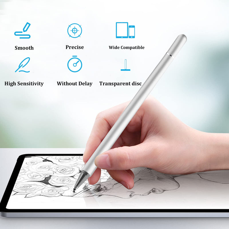 [Australia - AusPower] - Stylus Pen for iPad, LUNTAK Stylus Pens for Apple/iPhone/Ipad pro/Mini/Air/Android/Microsoft/Surface All Capacitive Touch Screens Universal with 4 Replacement Tips (2 Pcs, Purple and Silver) 