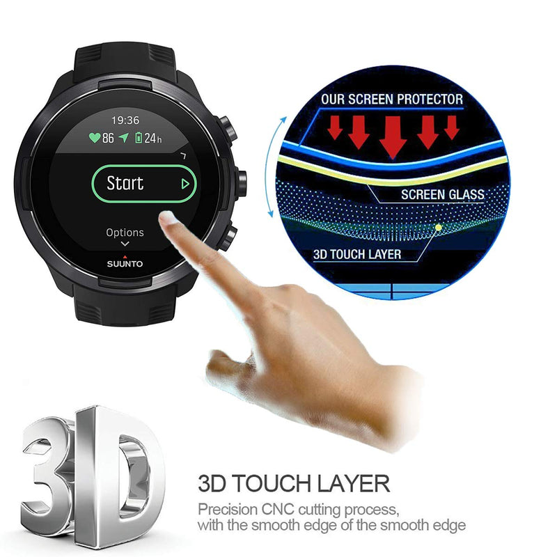 [Australia - AusPower] - Youniker 3 Pack for Suunto 9 Baro Screen Protector Tempered Glass for Suunto 9 Baro Smart Watch Screen Protectors Foils Glass 9H 0.3MM,Anti-Scratch,Bubble Free 
