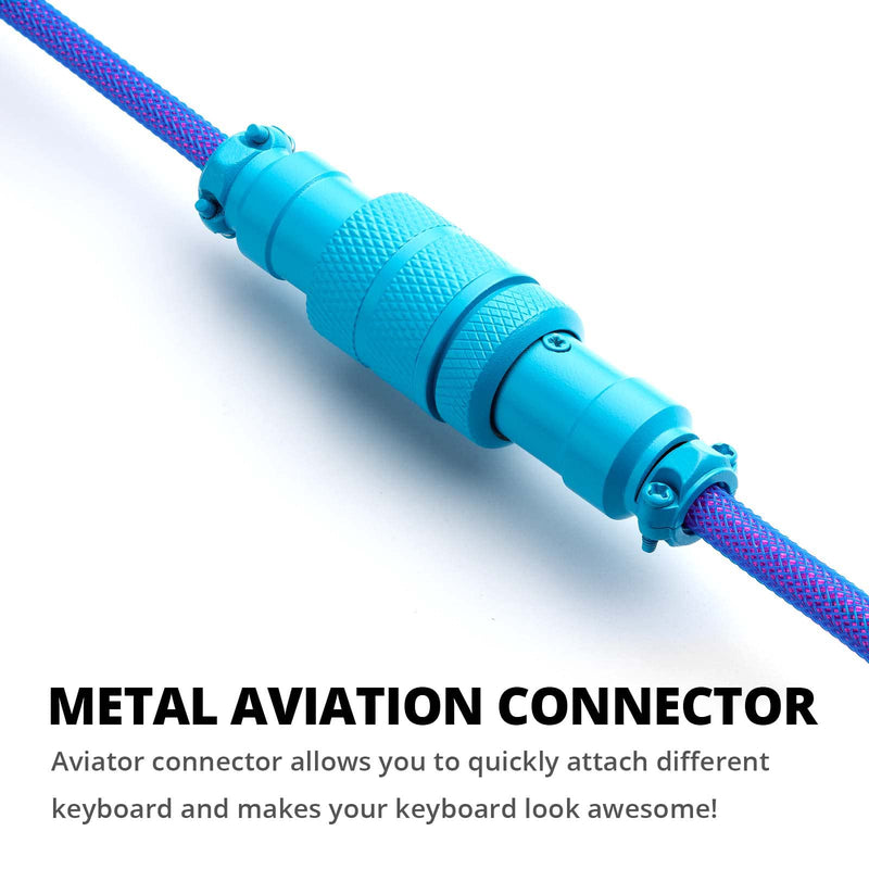 [Australia - AusPower] - GunMjo Pro Custom Coiled USB C Cable for Gaming Keyboard, Double-Sleeved Mechanical Keyboard Cable with Detachable Metal Aviator, 1.5M USB-C to USB-A, Nebula Color 