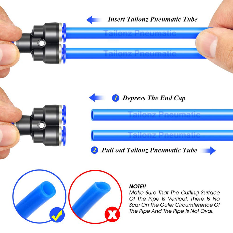 [Australia - AusPower] - TAILONZ PNEUMATIC 1/4 Inch od Push to Connect Fittings Pneumatic Fittings Kit 10 Spliters+10 Elbows+10 tee+10 Straight (40 pcs) 1/4"OD Blue 40 