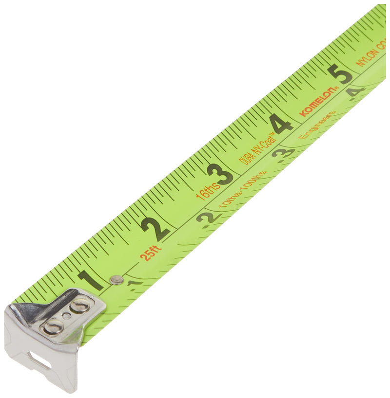 [Australia - AusPower] - Komelon 425IEHV High-Visibility Professional Tape Measure Bother Inch and Engineer Scale Printed 25-Feet by 1-Inch, Chrome 25 FT 