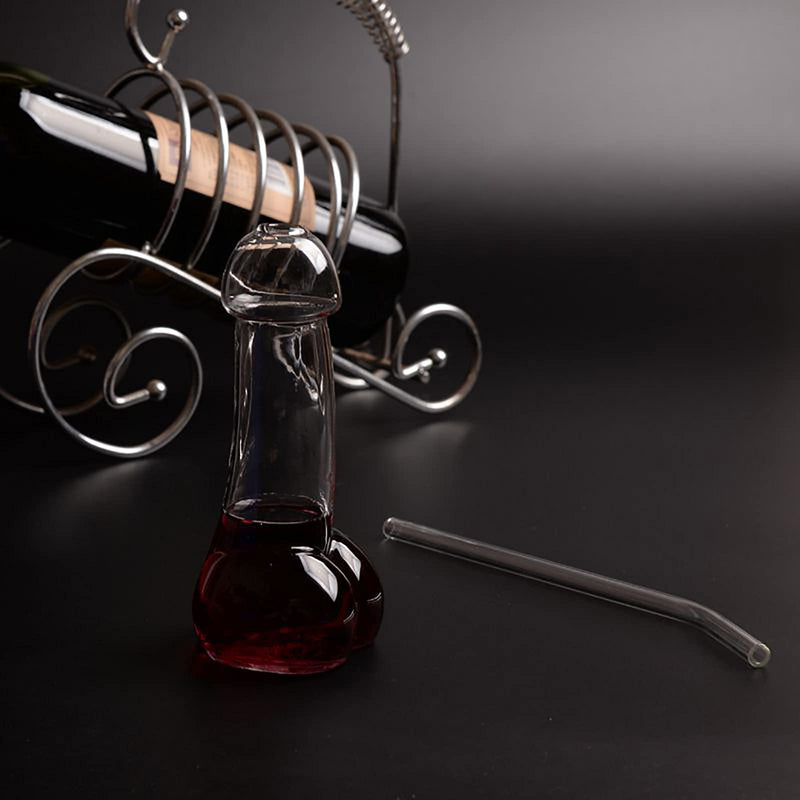 [Australia - AusPower] - NIUXICH 2pcs Wine Decanter,Hand Blown Glass Red Wine Carafe Great Gift for Wine Lovers Red Wine Carafe Aerator Gift Pink (Without Straw), 6x8x16cm/2.4x3.15x6.3inch 