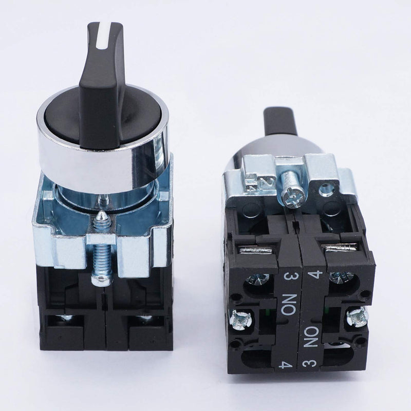 [Australia - AusPower] - TWTADE / 2Pcs 22mm Selector Switch 2 NO 3 - Positions Maintained Latching Rotary Selector Switch 440V 10A XB2-20X/31-HB2-BD33 Latching-3 Positions 