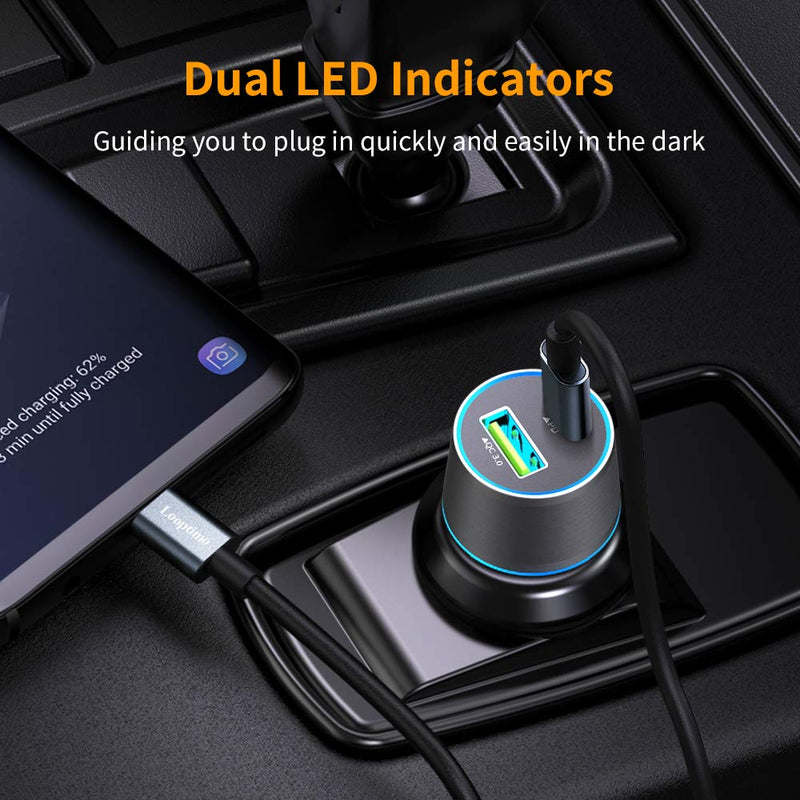 [Australia - AusPower] - Fast USB C Car Charger,Compatible with Google Pixel 6/6 Pro/5a/5/4a/4/4 XL/3 XL/3/3a XL/3a/2 XL/2/XL, 30W Power Delivery & Quick Charge 3.0 Car Adapter (Fast Charging Type C Cable 3.3Ft Included) Grey 