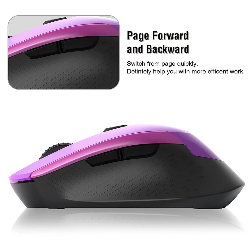 [Australia - AusPower] - RaceGT Wireless Computer Mouse, 2.4G Silent Cordless Mouse for Laptop, Mouse with 6 Buttons and 3 Adjustable DPI for Laptop, Deskbtop, MacBook , PC (Purple) purple 