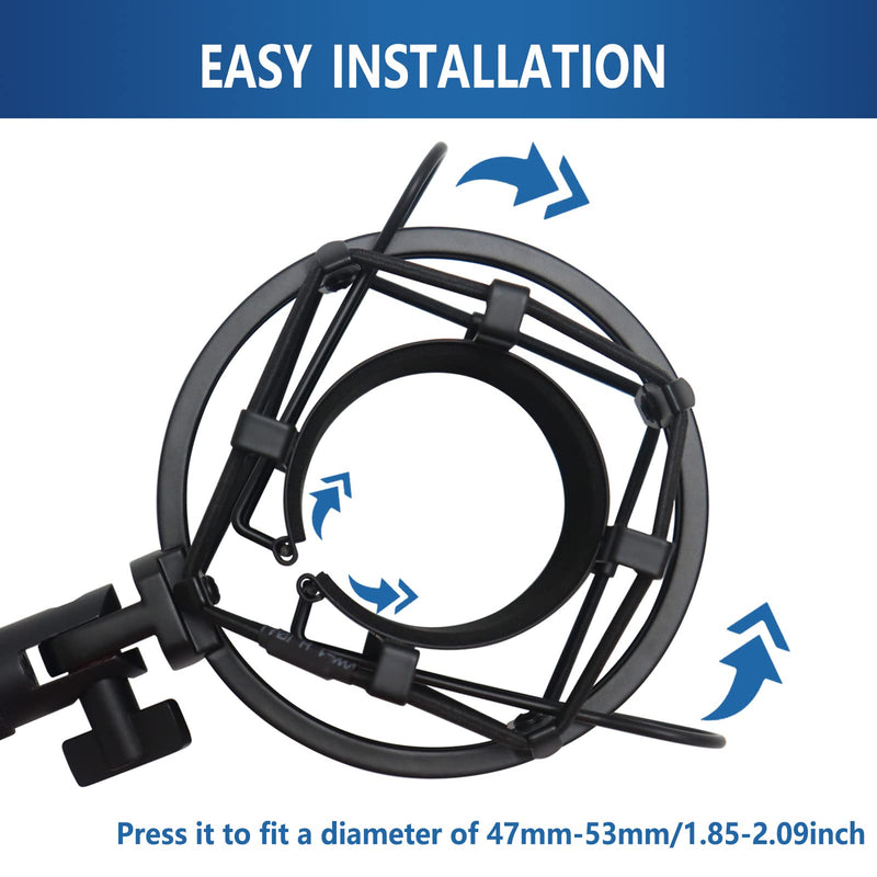 [Australia - AusPower] - Suuntok Universal Microphone Shock Mount, Mic Clip Holder Mount for Diameter 47mm-53mm Mic Anti Vibration Adjustable High Isolation Shock Mount 