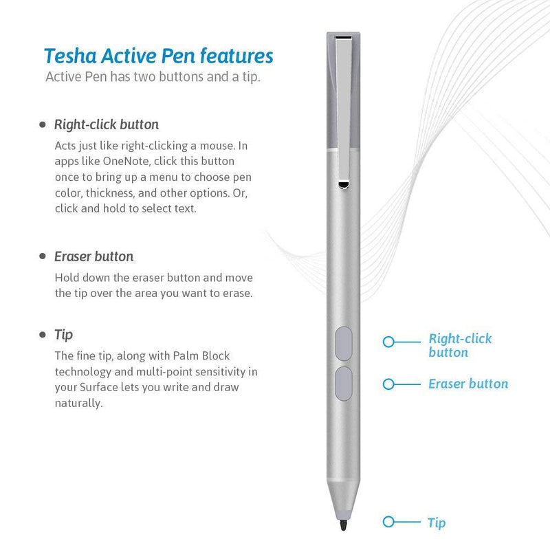 [Australia - AusPower] - Digital Pen Active Stylus for ASUS Transformer T102HA T103HA T303UA T305CA T304UA, ZenBook UX560UA UX561UA, Vivobook TP510UA TP203NA TP401NA with 1024 Levels of Pressure Sensitivity Platinum 