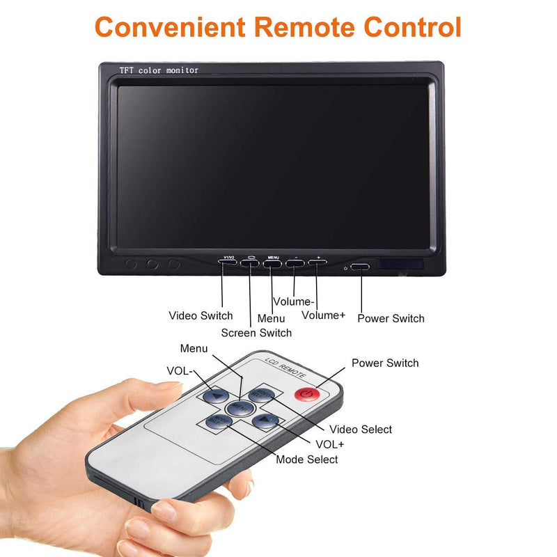 [Australia - AusPower] - Vehicle On-Dash Backup Monitor, 7" Digital HD Car TFT LCD Color Screen Display with 2 Video Input for Rear View Camera 