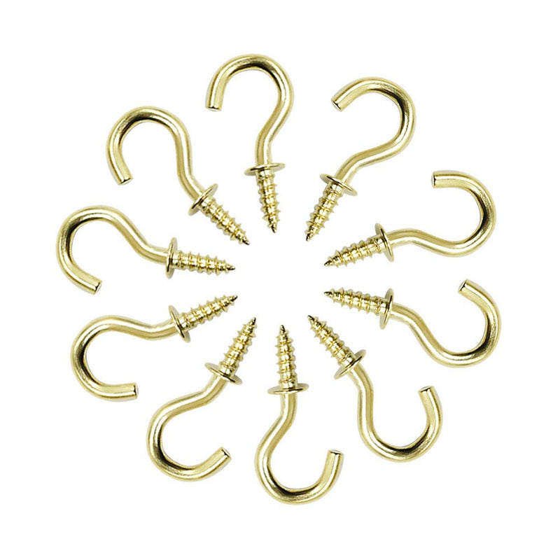 [Australia - AusPower] - Biaungdo 100 Pcs 1/2" Ceiling Cups Hooks Screw Hooks Ceiling Cup Hooks Self-Tapping Screws Hooks Gold 1/2 Inch 