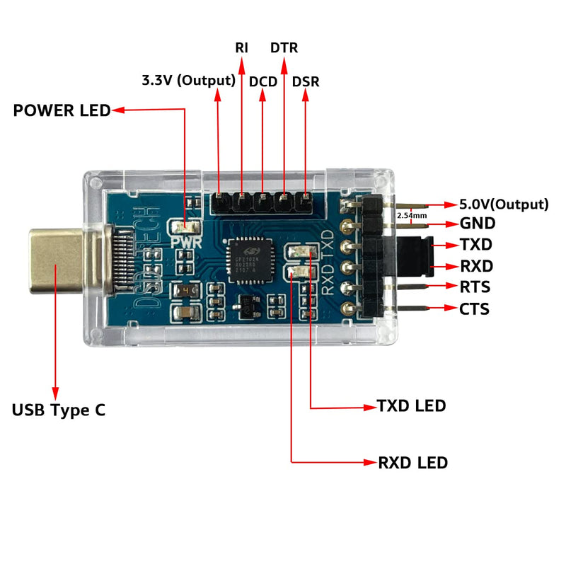 [Australia - AusPower] - DSD TECH SH-U09B3 USB Type C to TTL Serial Adapter with CP2102N Chip 
