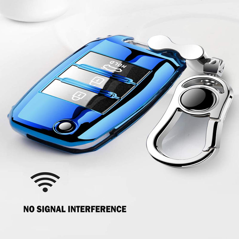 [Australia - AusPower] - Car Key Fob Cover,Fit for Kia Folding Key Fob Optima Alloy Keychain Blue 