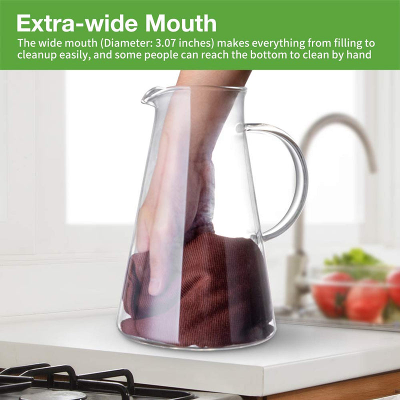 [Australia - AusPower] - SUSTEAS 2.0 Liter 68oz Glass Pitcher with Lid, Easy Clean Heat Resistant Glass Water Carafe with Handle for Hot/Cold Beverages - Water, Cold Brew, Iced Tea & Juice 