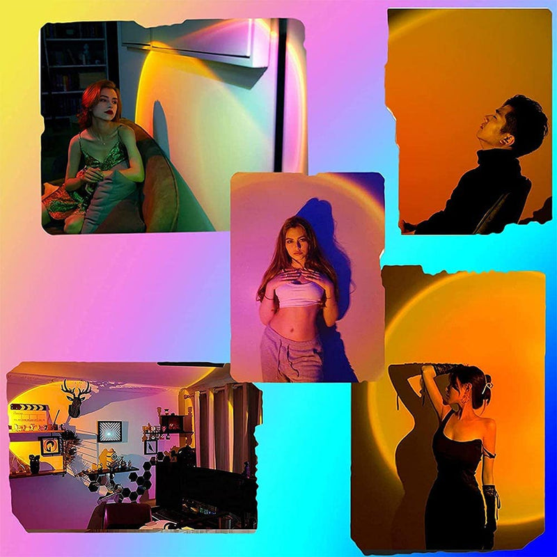 [Australia - AusPower] - Sunset Lamp, Sunset Projection Lamp YouOKLight Sunset Projector Light 16 Colors Brightness Adjustable with Remote Control USB Charging Projection Night Light for Photography Party Home Living Room Rgb, Remote Control 