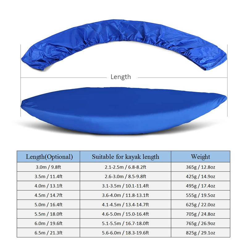 [Australia - AusPower] - Relaxyee Kayak Cover Waterproof Kayak Canoe Cover Storage Dust Cover UV Protection Paddle Board Cover Fishing Boat Sunblock Shield for Outdoor Storage Blue 6.9-8.2 ft 
