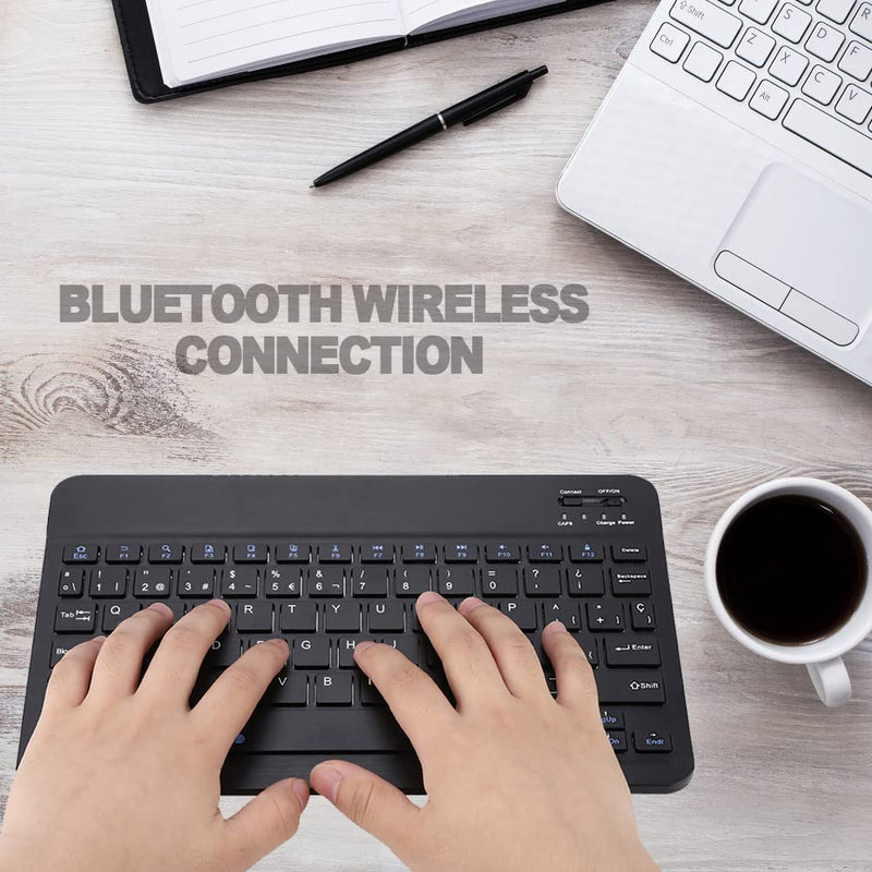 [Australia - AusPower] - 78Key Spanish Wireless Keyboard,Multifunctional Ultra Slim Spanish Wireless Bluetooth Keyboard,Mini Portable Wireless Bluetooth 3.0 Spanish Keyboard Touchpad,for iOS/Microsoft/Android 