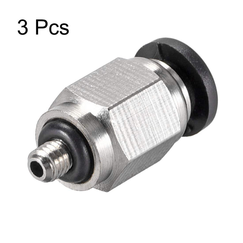 [Australia - AusPower] - uxcell Straight Pneumatic Push to Quick Connect Fittings M3 Male X 4mm Tube OD Silver Tone 3pcs 
