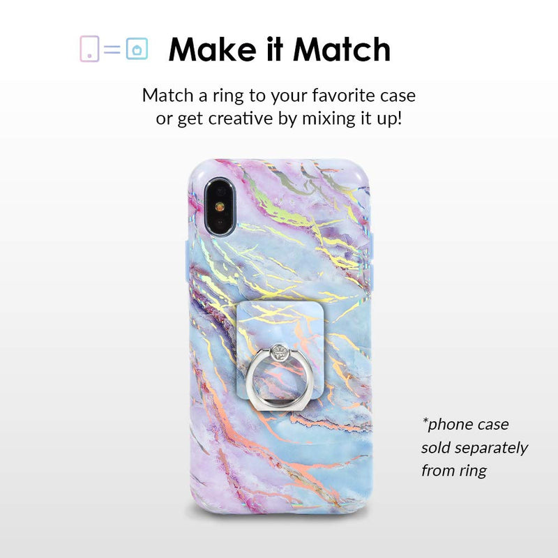 [Australia - AusPower] - Velvet Caviar Cell Phone Ring Holder - Finger Ring & Stand - Improves Phone Grip Compatible with iPhone, Galaxy and Most Cases (Except Silicone/Leather) - Moonstone Holographic Pink Blue Marble Holographic Moonstone 