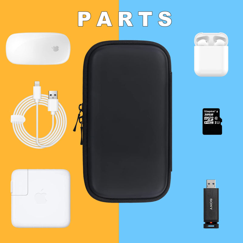 [Australia - AusPower] - Elonbo Hard Electronics Accessories Travel Case Bag for MacBook Air Pro Charger iPhone 13 / 13 Pro Charger USB Hub, Extra Mesh Pocket Fits Charging Cable Cord Power Adapter Hard Drive, Black+ Black 