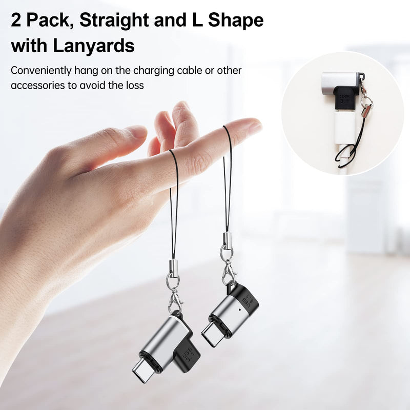 [Australia - AusPower] - USB C Magnetic Adapter [2 Pack, Straight and L Shape with Lanyards] 24 Pins Type C USB3.1 PD 100W Fast Charger 10Gb/s Data Transfer and 4K@60Hz Video for MacBook Pro / Air USB-C Devices - 2 Pack [2 Pack, Straight and L Shape] 