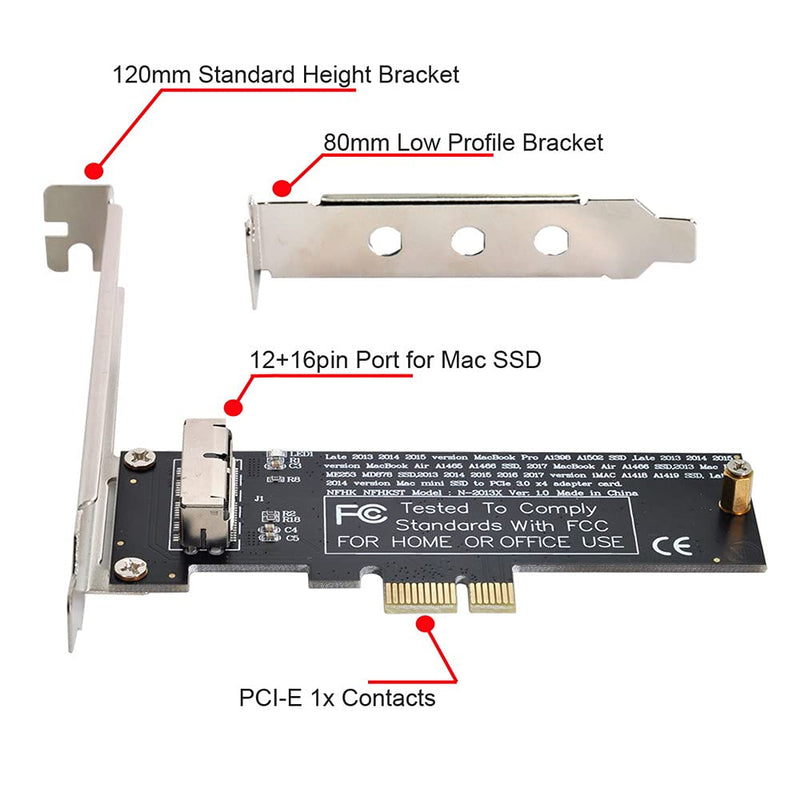 [Australia - AusPower] - Xiwai PCI Express PCI-E 1X to 12+16Pin 2013-2017 Mac Pro Air SSD Convert Card for A1493 A1502 A1465 A1466 