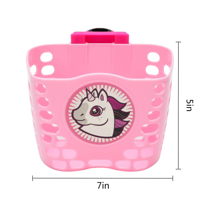 [Australia - AusPower] - Little World Kids Scooter Basket, Front Handlebar Scooter Accessories with 1 Pair Streamers and Bike Bell for Girls and Boys, Basket for Scooter Kids, Pink 
