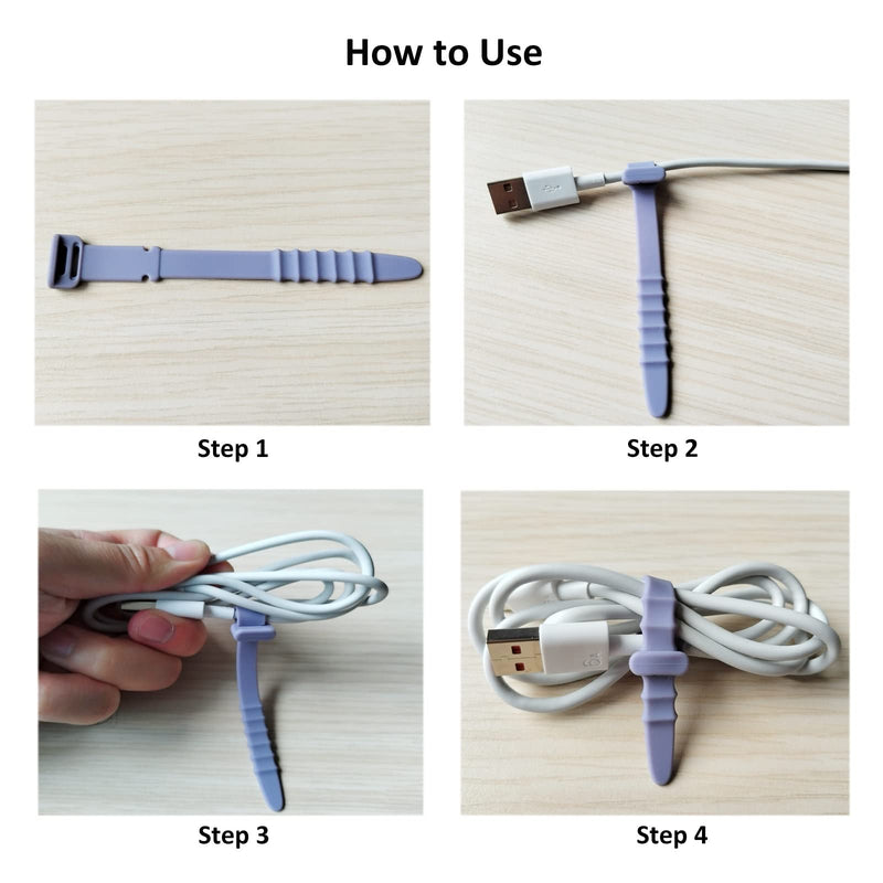 [Australia - AusPower] - Silicone Zip Ties, Reusable Zip Ties, 20pcs Rubber Cable Ties Straps for Wire Management, Elastic Cable Organizer for Home Office Table Desk. 4.5 Cord Ties in White, Black, Pink, Purple and Blue 