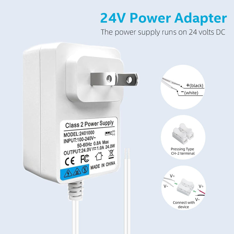 [Australia - AusPower] - DC 24V Doorbell Power Adapter, 110V-240V AC to DC 24V Adapter Compatible with LED Strip Light, Ring Doorbell,Thermostats,Ring Pro doorbell,Ring Wired doorbellï¼ŒHaving a Cable Length of 19.6FT 