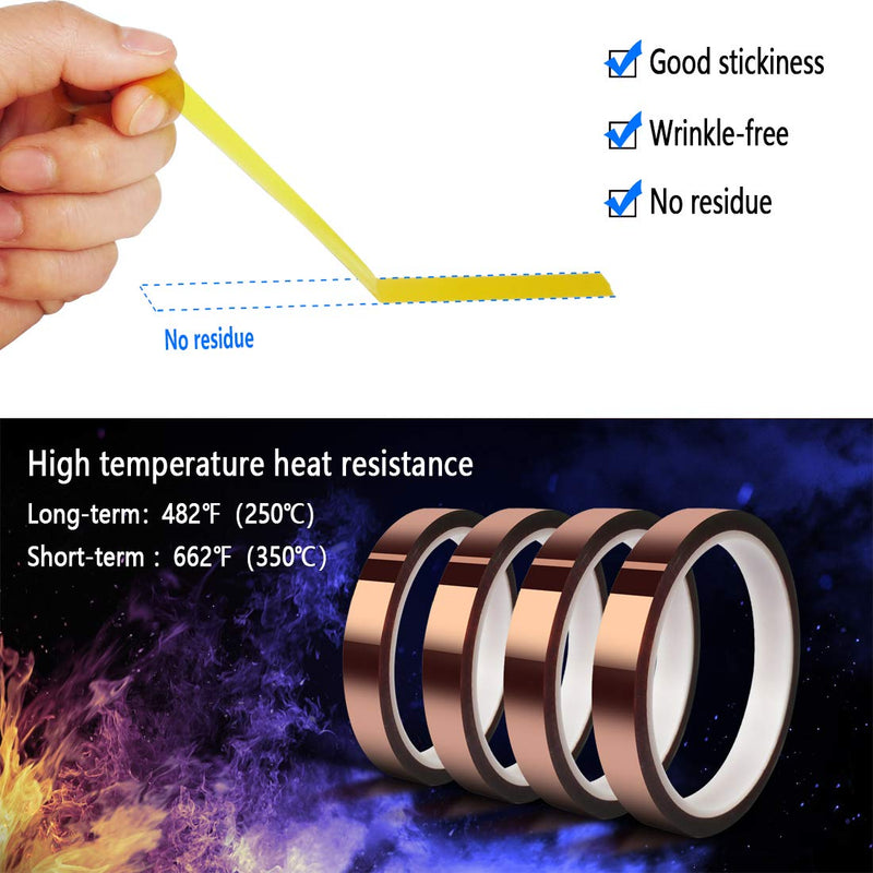[Australia - AusPower] - 4 Rolls 10mm x33m (108ft) High Temperature Heat Resistant Tape Heat Transfer Tape for Heat Sublimation Press No Residue and Heat Transfer Vinyl 4 Rolls 