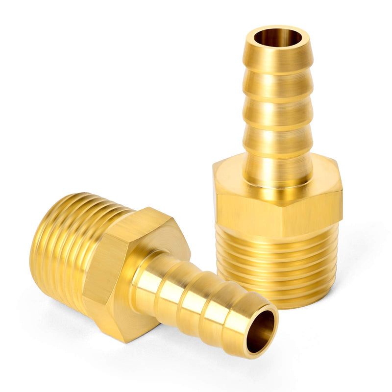 [Australia - AusPower] - GASHER 10 PCS Air Hose Fittings, Hose Barb Fittings 1/4" Barb(6.35mm) x 1/8" MNPT Pipe Adapter with 10 Pcs Hose Clamp 1/4" Barb x 1/8" MNPT 