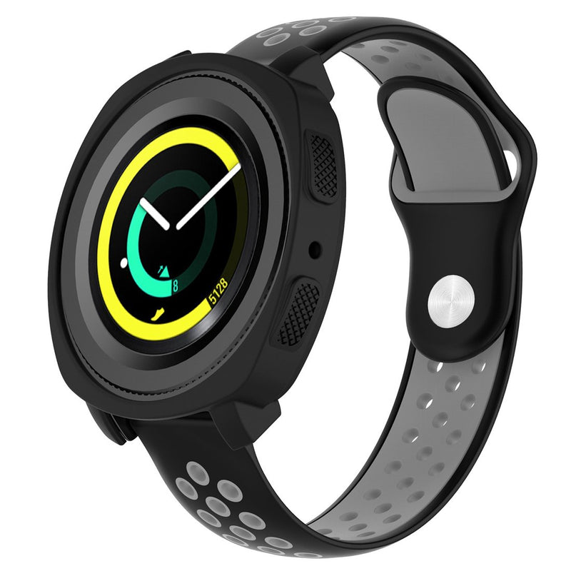 [Australia - AusPower] - AWADUO for Samsung Gear Sport R600 Silicone Protective Case Cover Shell, Smartwatch Protective Case for Samsung Gear Sport (SM-R600) Smart Watch, Soft and Durable(Silicone Black) 