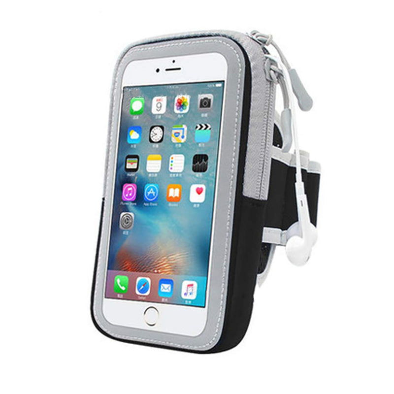 [Australia - AusPower] - Sport Running Armband Sweatproof Cell Phone Holder Case Arm Band Strap with Zipper Key Holder Wallet Card Slot for iPhone Xs Max XR X 8 7 6 6s Plus Galaxy S10 S9+ S9 S8 S7 S6 Edge Black 