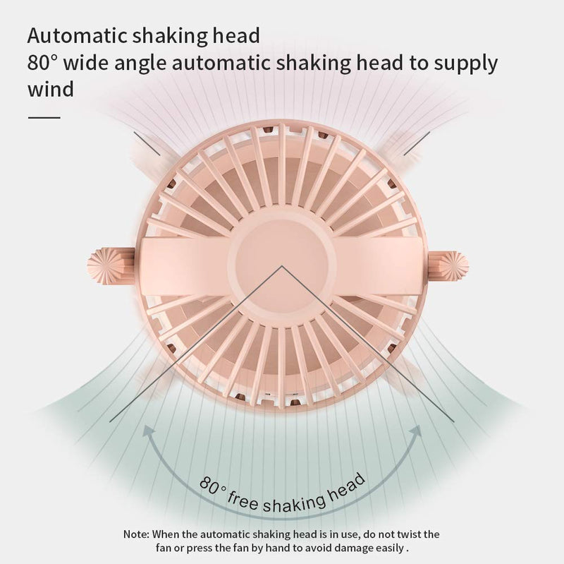 [Australia - AusPower] - Small Desktop USB Table Desk Fan Personal Fan, Cactus Mini Handheld Rechargeable 80 Degree Auto Rotation Portable Fans, 3 Speeds Strong Wind, Quiet Operation Fan for Girls Baby Room Home Office Pink 