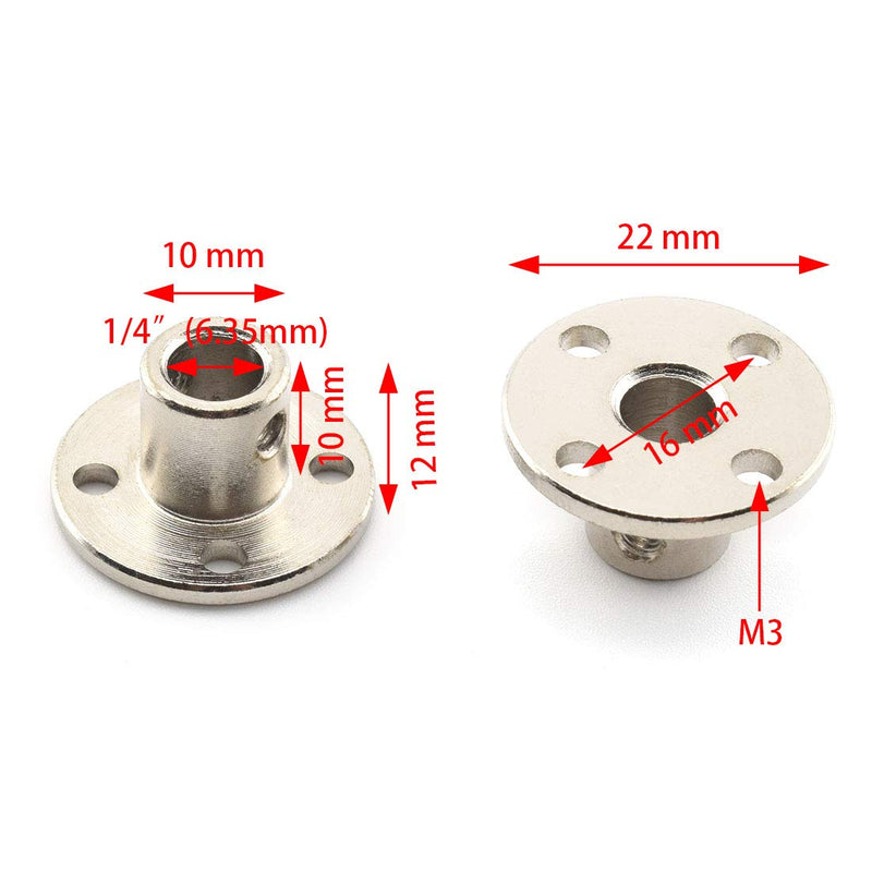 [Australia - AusPower] - SDTC Tech 1/4 inch Flange Shaft Coupling Metal Axis Bearing Fittings Rigid Coupler for Stepper Motor RC Model (2 Pack) 