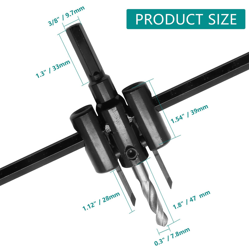 [Australia - AusPower] - Seimneire Adjustable Hole Saw, 1-3/16" to 11-3/4" (30 to 300mm) Heavy Duty Adjustable Circle Cutter Drill Bit Tool for Drywall Wood Plaster, Black 1-3/16" to 11-3/4", Black 