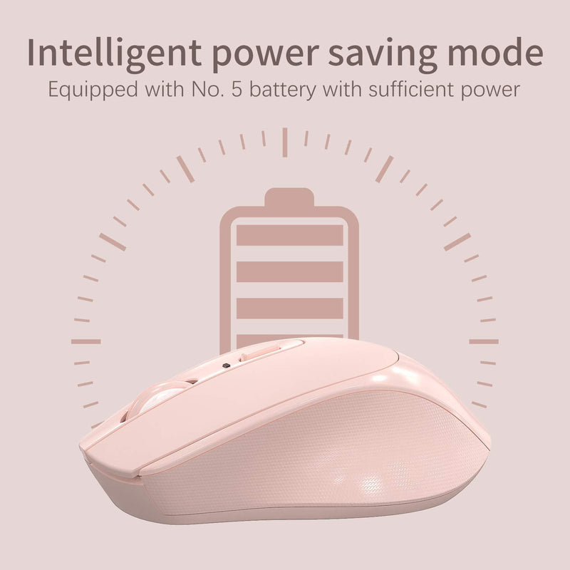 [Australia - AusPower] - 2.4G Ergonomic Wireless Optical Mouse with USB Nano and Type C Receiver for Laptop, PC, Computer, Chromebook, Notebook and All Type C Or USB Devices (Pink) Pink 