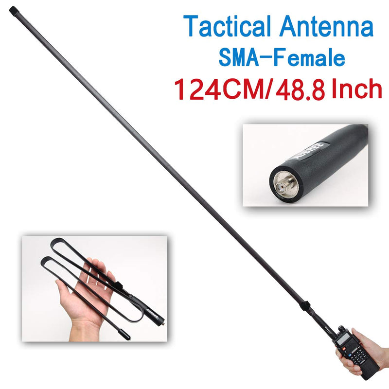 [Australia - AusPower] - 48.8 Inch ABBREE Army Game Foldable Tactical Outdoor Sports Dual Band 2M/70CM 144/430MHz Antenna for Baofeng UV-5R UV-82 BF-F8HP GT-3TP Ham GMRS Two Way Radio 