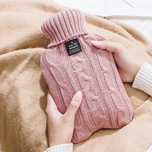 [Australia - AusPower] - OliviaLiving Hot Water Bag Hot Water Bottle 1 Liter Heat Up and Refreezable Hot Cold Pack with Knit Cover for Pain Relief Hot Cold Therapy Cyan 