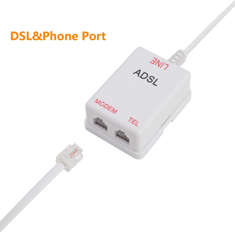 [Australia - AusPower] - Uvital in-line DSL Filter Splitter/in-line DSL Filter RJ11 6P2C Male to 2 Female Telephone Modem ADSL Splitter Filter White 2 Pack 