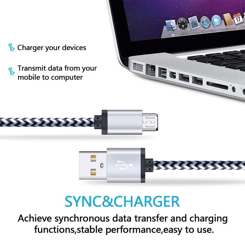[Australia - AusPower] - Android Charger Cable, FiveBox 5-Pack 6ft Micro USB Cable Cord Braided Fast Charging Phone Charger for Samsung Galaxy J3 J7 S6 S7 Edge, Tablet, LG stylo 2/3 LG G3 G4 K30 K20 Plus, Kindle Fire 7 8 10 
