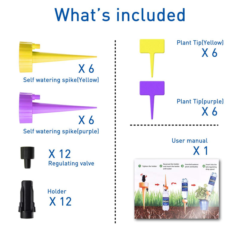 [Australia - AusPower] - getbear Self Watering Spikes, Adjustable Plant Watering, Automatic Drip Irrigation Plant Waterer with Slow Release Control Valve Switch, Self Irrigation Watering Drip Devices Suitable for All Bottle Purple 