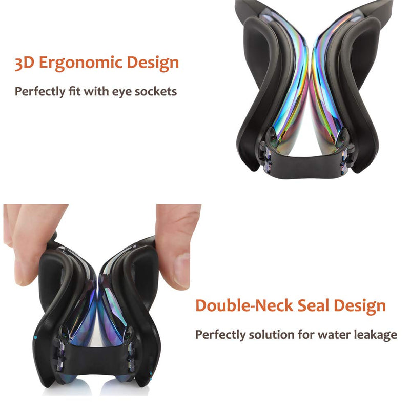 [Australia - AusPower] - Aegend Swim Goggles, 2 Pack Swimming Goggles No Leaking Adult Men Women Youth Aqua & Bright Rose 
