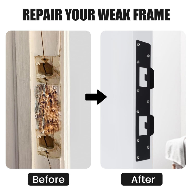 [Australia - AusPower] - Door Strike Plate Reinforcement Plate - Front Door Security Metal Striker Plates -Ideal for Exterior Interior Door Deadbolt Fix Door Frame Door Jamb Hole for 5-1/2 inch to 6 inch (Black-1pack) Black-1pack 