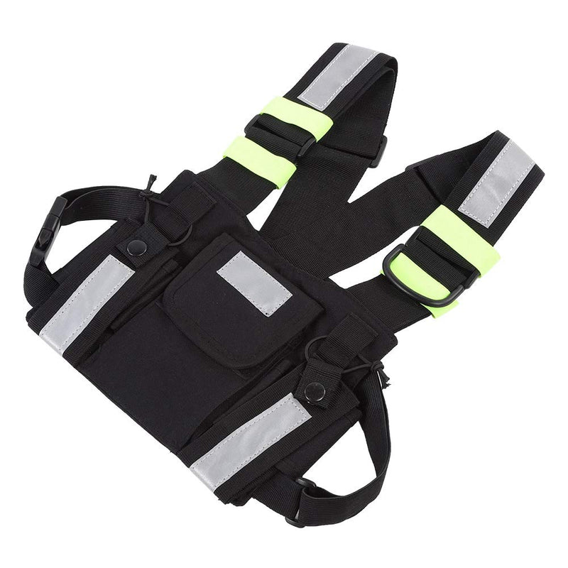 [Australia - AusPower] - Universal Hands Free Chest Harness Bag Holster for Walkie Talkie, Yellow Reflective TYT Vest Chest Bag Pouch for Walkie Talkie (PT-08 Bright Green) 