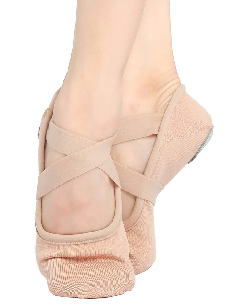 [Australia - AusPower] - Daydance Girls Women Ballet Shoes Canvas 4 Way Stretch Dance Slippers no Strings 7 