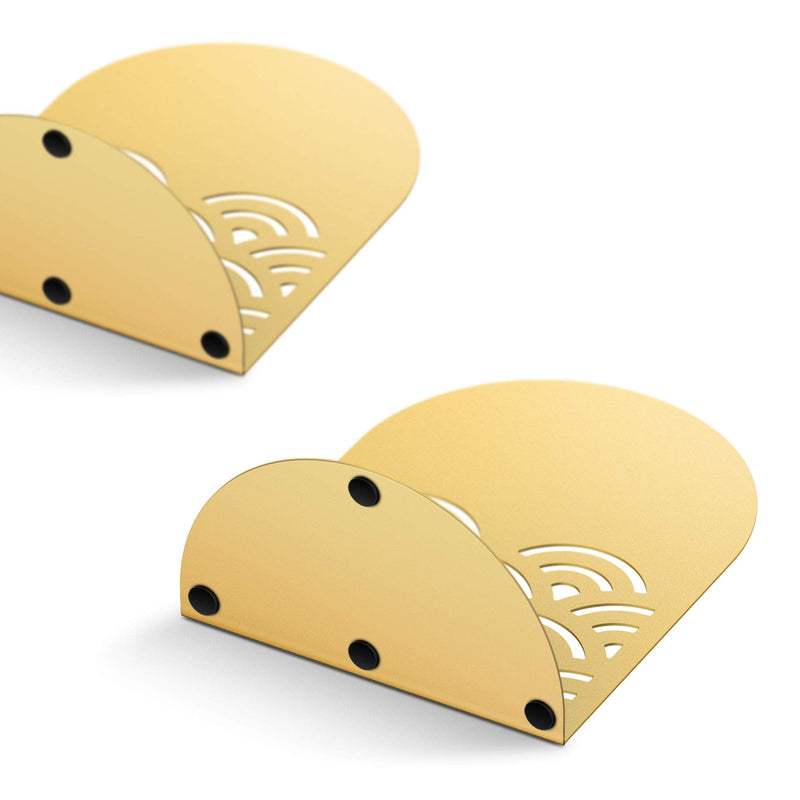 [Australia - AusPower] - QiMing Ukiyoe Auspicious Clouds Bookends for Books,1 Pair Metal Wavy Pattern Book Holders for Office Shelves Adults & Kids Gift(Gold) Gold 