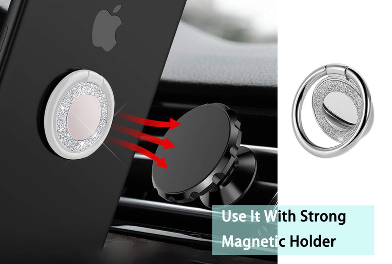 [Australia - AusPower] - lenoup Glitter Bling Bling Phone Ring Holder,Sparkle Phone Ring Kickstand, Cell Phone Finger Ring Grip for Almost All Phones/Pad(Silver) Silver 