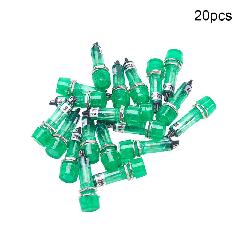 [Australia - AusPower] - Othmro AC 220V Neon Indicator Pilot Signal Lamp Green Light 20,000 Life time XD10-3 Diameter 10mm 20Pcs green,220v 10mm,20pcs 