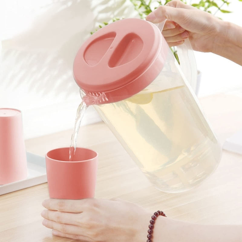 [Australia - AusPower] - Jucoan 1 Gallon /4L Large Plastic Straining Pitcher, Clear Water Carafe Jug Juice Mixing Pitcher with 2 Strainers Cover, Handles, Measurements, BPA Free, Perfect for Ice Tea, Lemonade 